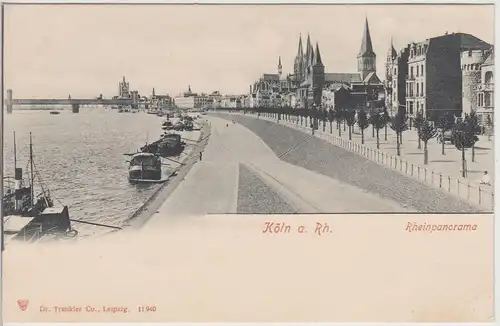 (113849) AK Köln, Rheinpromenade, Kähne, Kirche, bis 1905