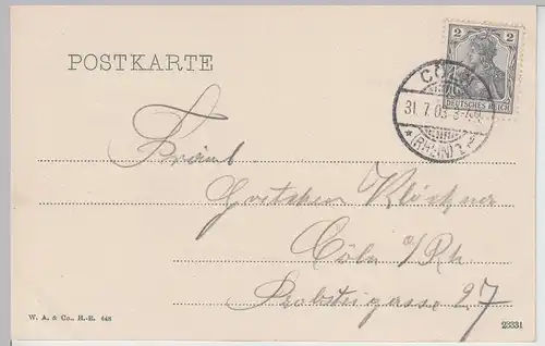 (112664) AK Köln, Trankgasse, Dom 1903