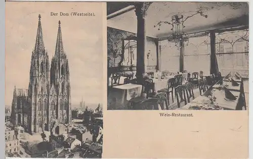 (112653) AK Köln, Weinrestaurant, Grand Hotel Belgischer Hof 1912