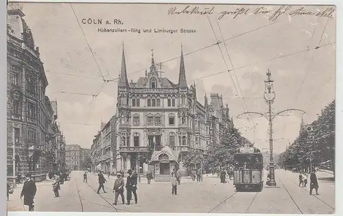 (112647) AK Köln, Hohenzollernring, Limburger Straße, Straßenbahn 1911