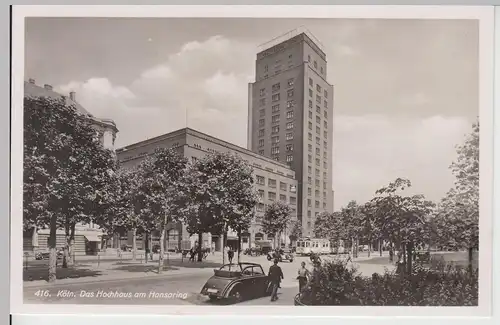 (112643) Foto AK Köln, Hochhaus am Hansaring, Straßenbahn, Feldpost 1941