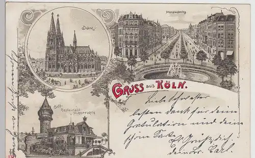 (112633) AK Gruß aus Köln, Cafe Restaurant Ulrepforte, Litho 1901