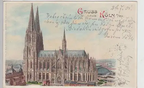 (110039) Künstler AK Gruß aus Köln, Dom 1901
