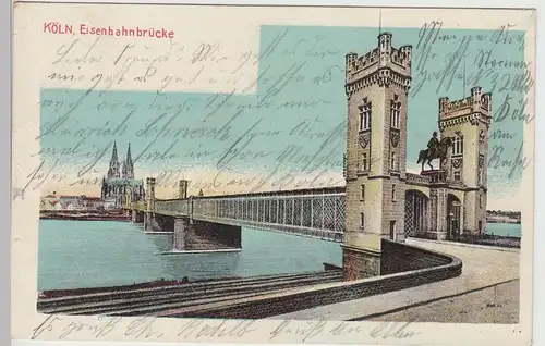 (109246) AK Köln, Rhein, Eisenbahnbrücke, Denkmal Kaiser Wilhelm I. 1904