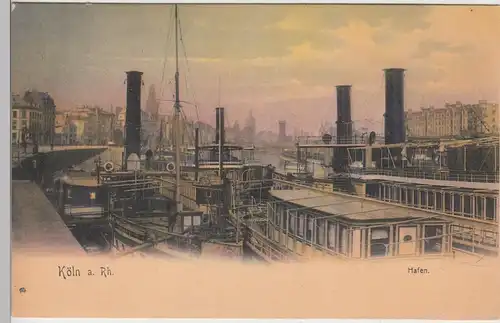 (108417) AK Köln, Rhein, Hafen, Schiffe, um 1905