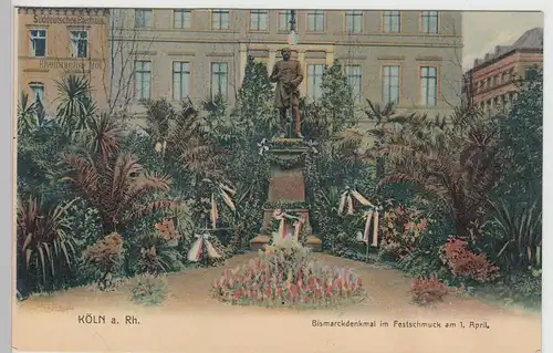 (105713) AK Köln, Bismarckdenkmal im Festschmuck am 1. April, vor 1905