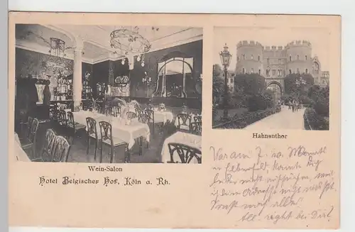 (104948) AK Köln, Wein-Salon im Hotel Belgischer Hof u. Hahnentor, 1906