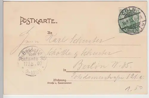 (104051) AK Köln, Rheinpanorama, 1903