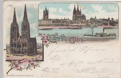 (104037) AK Gruss aus Köln, Dom u. Panorama, Litho 1897