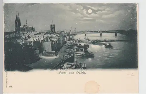 (104036) AK Gruss aus Köln, Panorama bei Mondschein, vor 1905