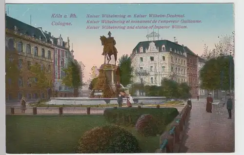 (101793) AK Köln, Kaiser Wilhelm-Ring mit Denkmal, vor 1945