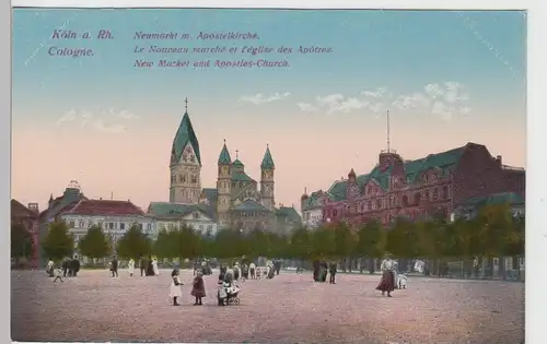 (101785) AK Köln, Neumarkt u. Apostelkirche, vor 1945