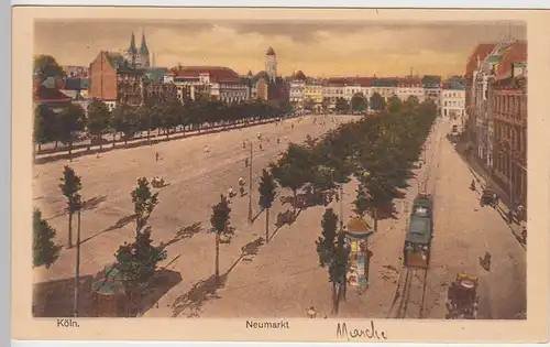 (100395) AK Köln, Neumarkt, Straßenbahn, Litfaßsäule, vor 1945