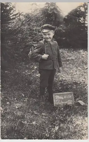 (46329) orig. Foto Junge "Mein erster Schulgang" 1930