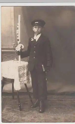 (36679) Foto AK Junge im feinen Anzug, Konfirmation, um 1920