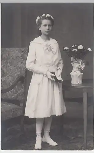 (27209) Foto AK Margaretha Friedrich, Konfirmation, Bamberg, um 1921