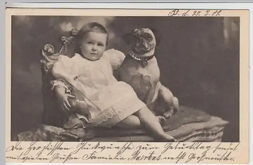 (20740) AK Kleines Kind mit Hund 1904