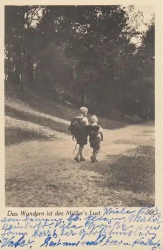 (1954) Foto AK Kinder, wandernde Jungen 1938