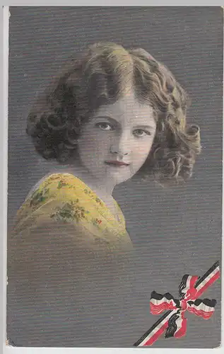 (114198) AK Porträt Mädchen m. Band deutsche Farben 1916