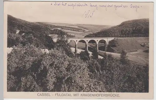 (91331) AK Kassel, Fuldatal mit Kragenhoferbrücke, 1913