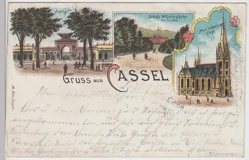 (87496) AK Gruß aus Kassel, Auetor, ev. Kirche 1900