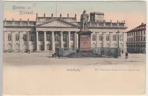 (84860) AK Gruss aus Kassel, Friedrichsplatz 1900