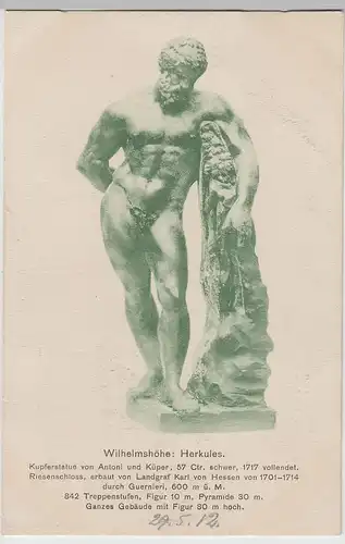 (83975) AK Herkules Skulptur, Kassel Wilhelmshöhe 1912