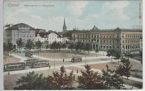 (81726) AK Kassel, Königsplatz und Hauptpost, vor 1920