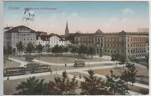 (63836) AK Kassel, Königsplatz und Hauptpost, Feldpost 1915