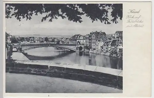 (30607) AK Kassel, Blick auf Fuldabrücke mit Altstadt, 1936