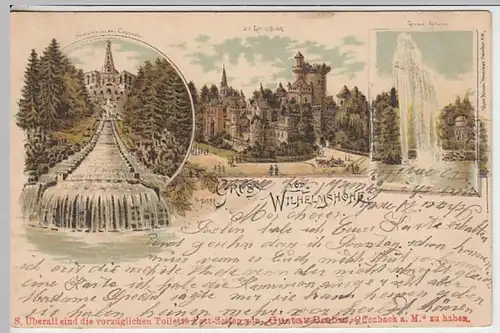 (24495) AK Gruß von Wilhelmshöhe, Kassel, Löwenburg Litho 1901