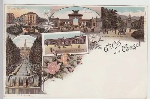 (115262) AK Gruss aus Kassel, Mehrbild Litho um 1900