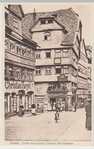 (112412) AK Kassel, Untere Marktgasse, Grimms Märchenhaus, Geschäfte, vor 1945