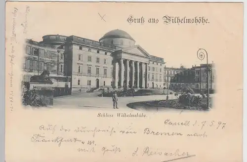 (111379) AK Kassel, Gruss aus Wilhelmshöhe, Schloss, 1897