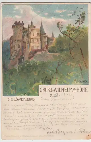 (100751) Künstler AK Kassel Wilhelmshöhe, Löwenburg 1900