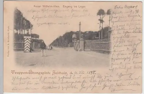 (97055) AK Truppenübungsplatz Zeithain, Eingang ins Lager, 1898