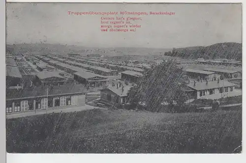 (97049) AK Truppenübungsplatz Münsingen, Barackenlager bei Regen 1911
