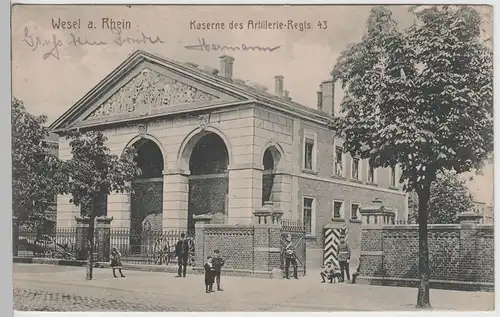 (80573) AK Wesel am Rhein, Kaserne des Artillerie-Regiment 43, 1915