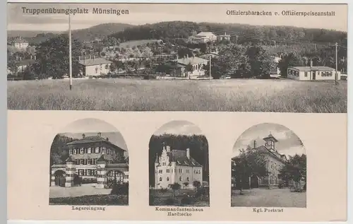(77757) AK Truppenübungsplatz Münsingen, Offiziersbaracken, Postamt 1915