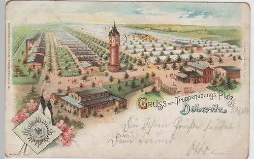 (76522) AK Gruß vom Truppenübungsplatz Döberitz, Litho 1899
