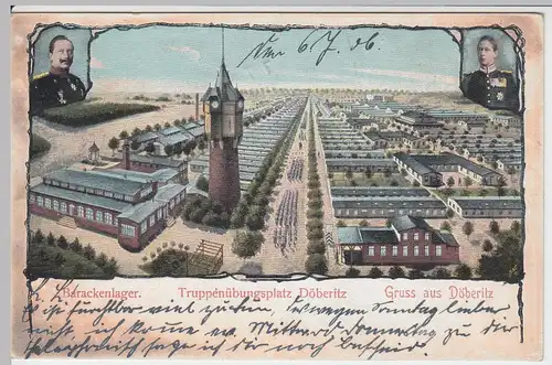 (60461) AK Gruss aus Döberitz, Barackenlager Truppenübungsplatz Litho 1906