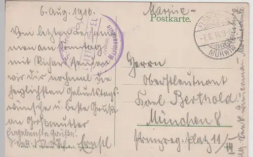 (113473) AK Flensburg, Infanterie Kasernen, Marinepost 1916