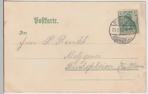 (113012) AK Gruss vom Übungsplatz bei Darmstadt, Mehrbild Litho 1903