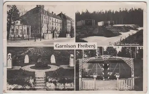 (112467) Foto AK Kaserne Freiberg, Eingang Kantine, Schießstände 1939