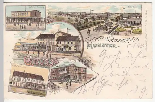 (110553) AK Truppenübungsplatz Münster, Mehrbild Litho 1898