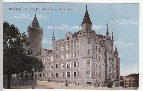 (110479) AK Bautzen, Alte Infanterie-Kaserne m. Pulverturm, 1917