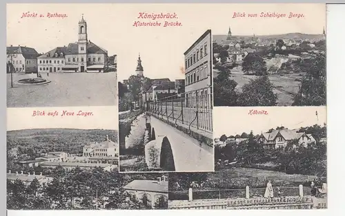 (109477) AK Königsbrück, Neues Lager, Käbnitz, Brücke, Rathaus, Feldpost 1917