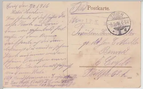 (108585) AK Trier, Palastkaserne, Feldpost 1916