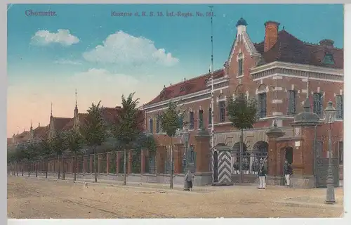 (108365) AK Chemnitz, Kaserne K. S. 15. Infantrie Regiment Nr. 181, Soldaten, Fe