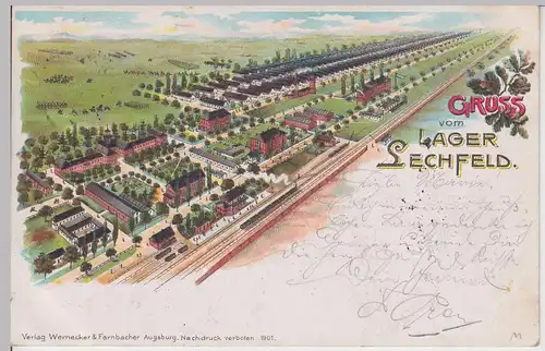 (107645) AK Gruss vom Lager Lechfeld, Litho, 1901